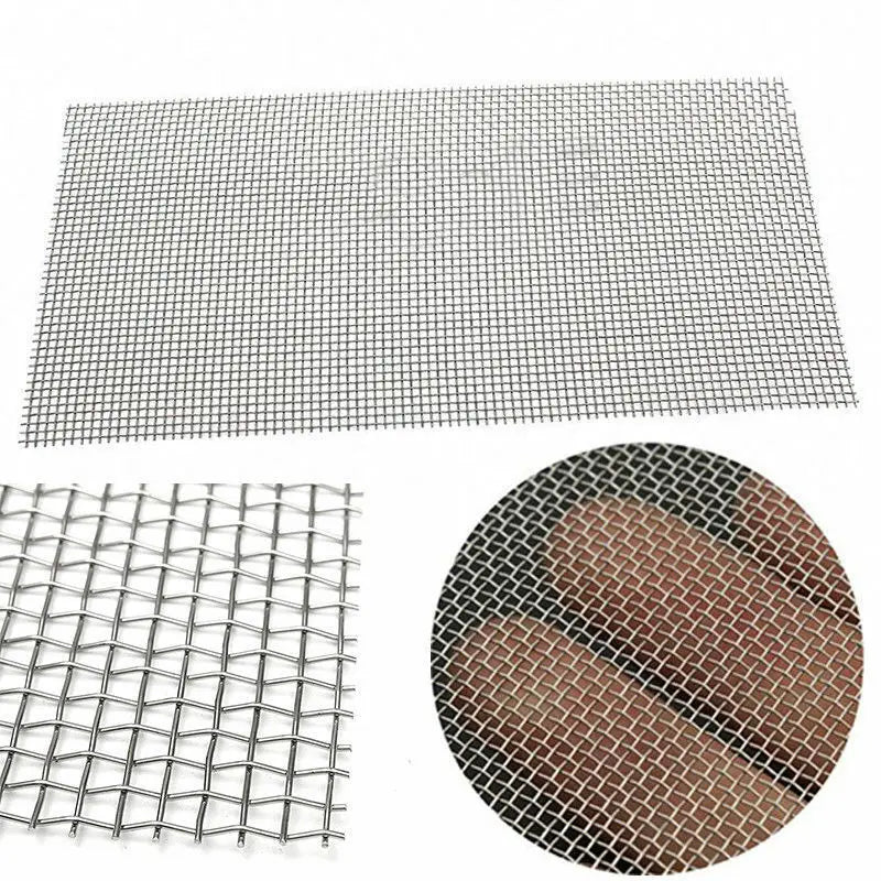 Metal wire mesh with different textures and angles on a white background