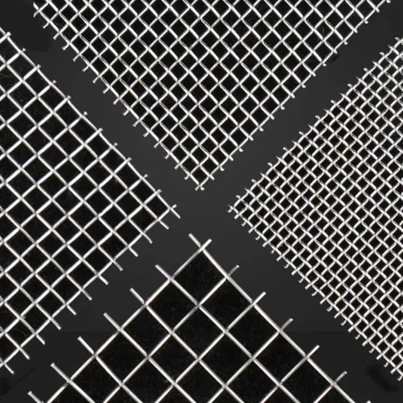 Metallic grid pattern on a black background