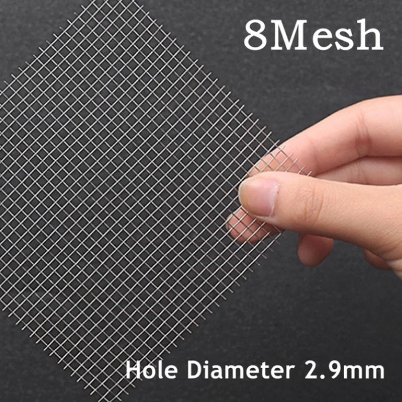 8Mesh wire mesh with a hand holding it against a dark background