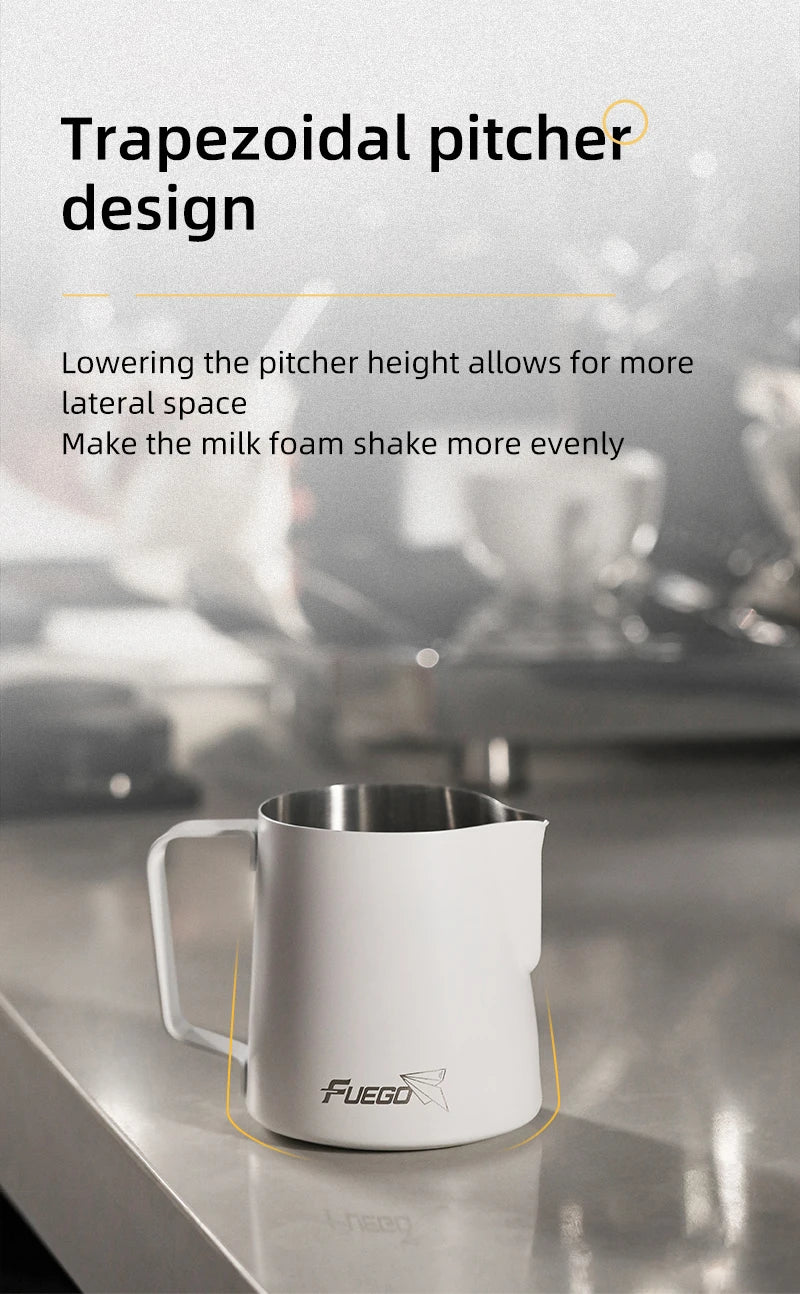 Fuego Milk Pitcher 350/600ml Coffee Latte Art Pitcher Stainless Steel Espresso Steaming Milk Frothing Jug Barista Accessories