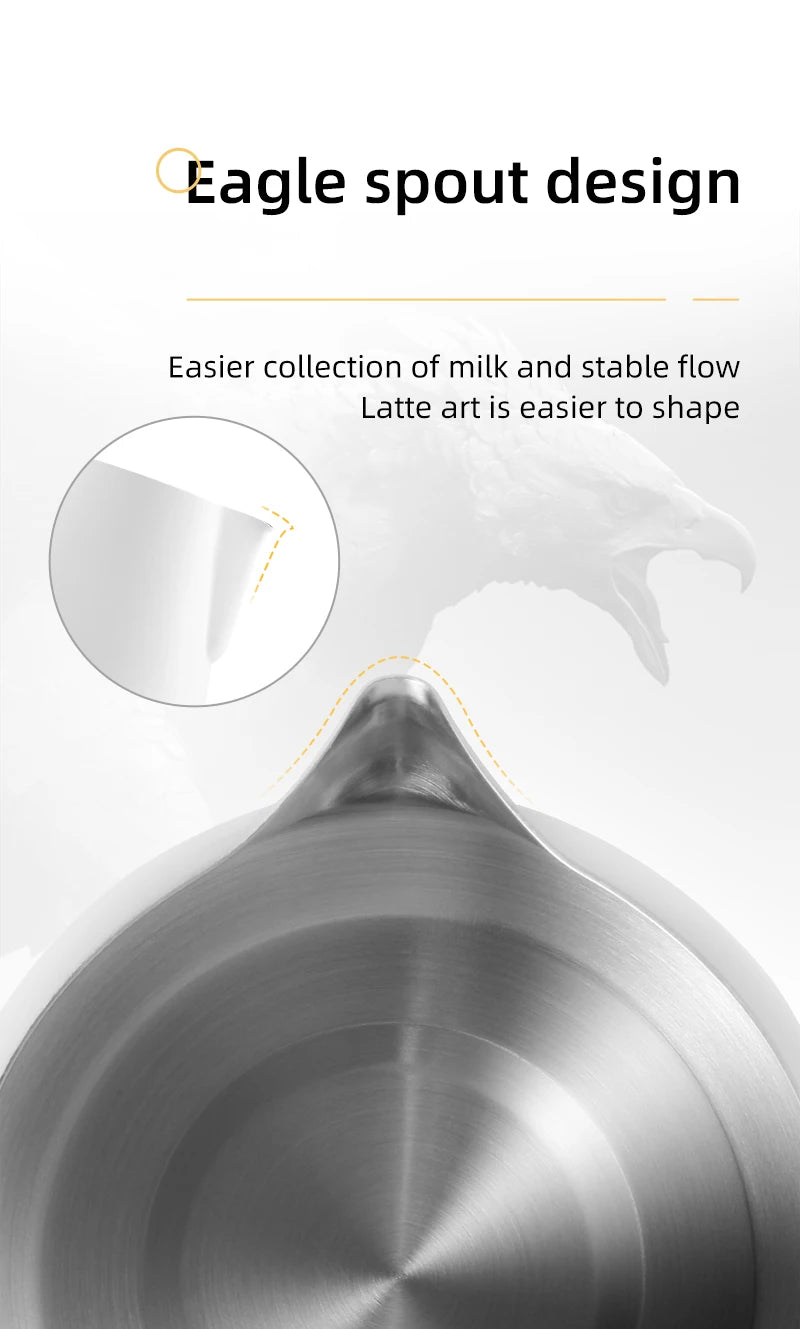 Fuego Milk Pitcher 350/600ml Coffee Latte Art Pitcher Stainless Steel Espresso Steaming Milk Frothing Jug Barista Accessories