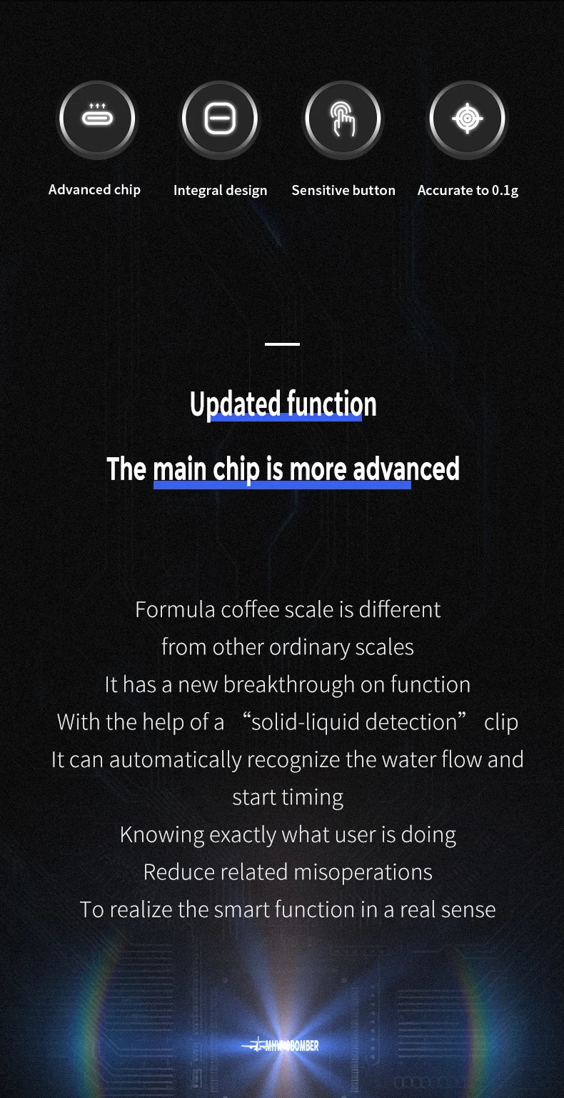 MHW-3BOMBER Smart Drip Espresso Coffee Scale with Auto Timer USB Charging Kitchen Electronic Scale Cafe Home Barista Accessories