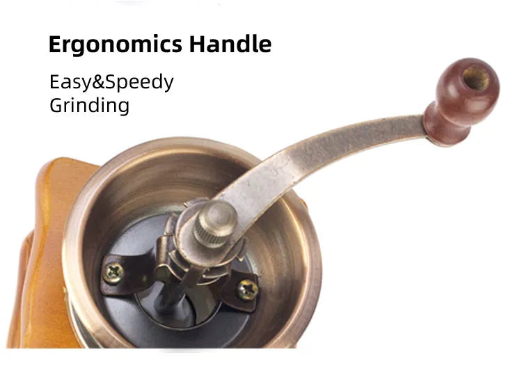 Antique Manual Coffee Grinder Hand Crank Bean Mill Classic Wooden Ceramic Burr Spice Muller Retro vintage Adjust Coffee Machine