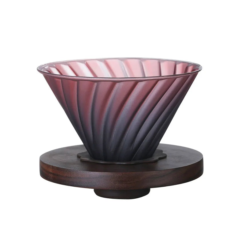 600ml High-Heat Borosilicate Glass Coffee Pour Over Set – Smart Walnut Handle Filter Cup & Sharing Pot for Home/Café/Restaurant