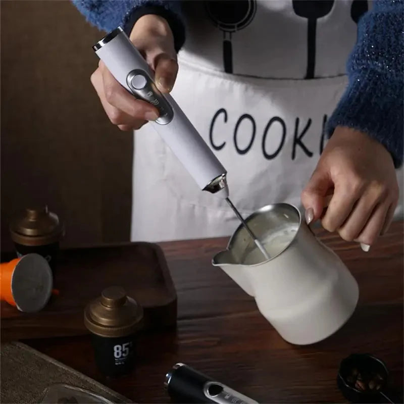 Handheld Double Stick Wireless Whisk Custard Foamer Mini Portable Blender Coffee Milk Three Speed Control Egg White Whipped USB