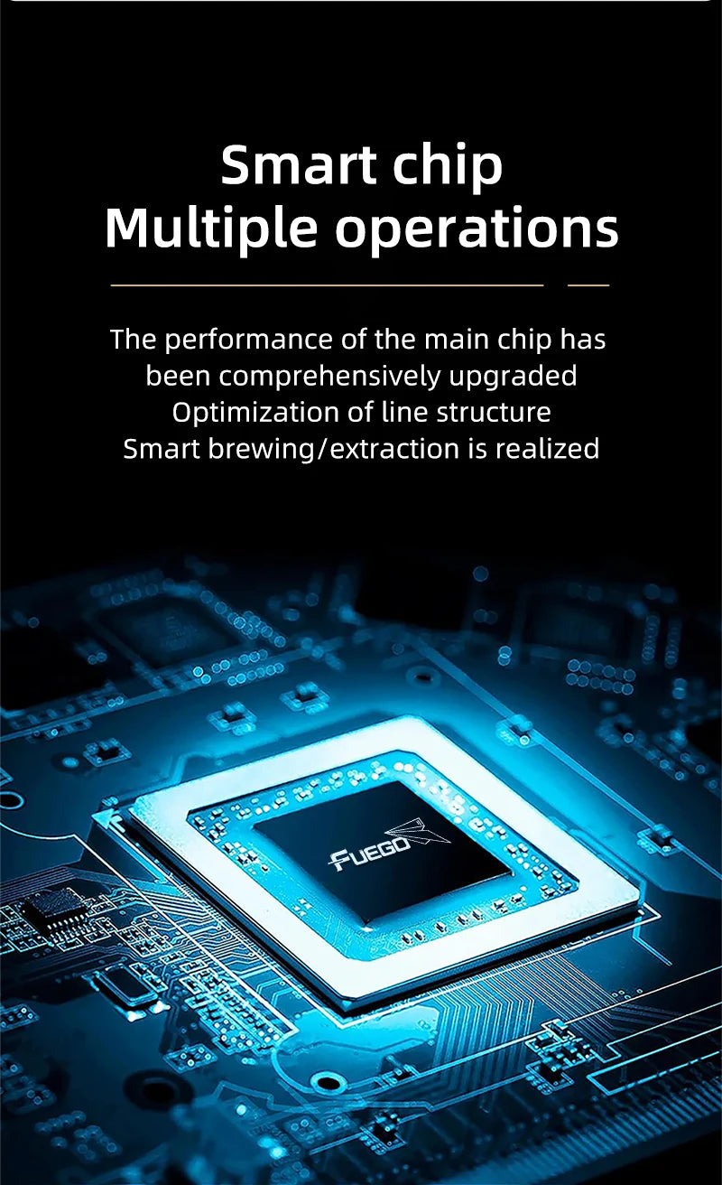 Smart chip with FUEGO branding on a dark background