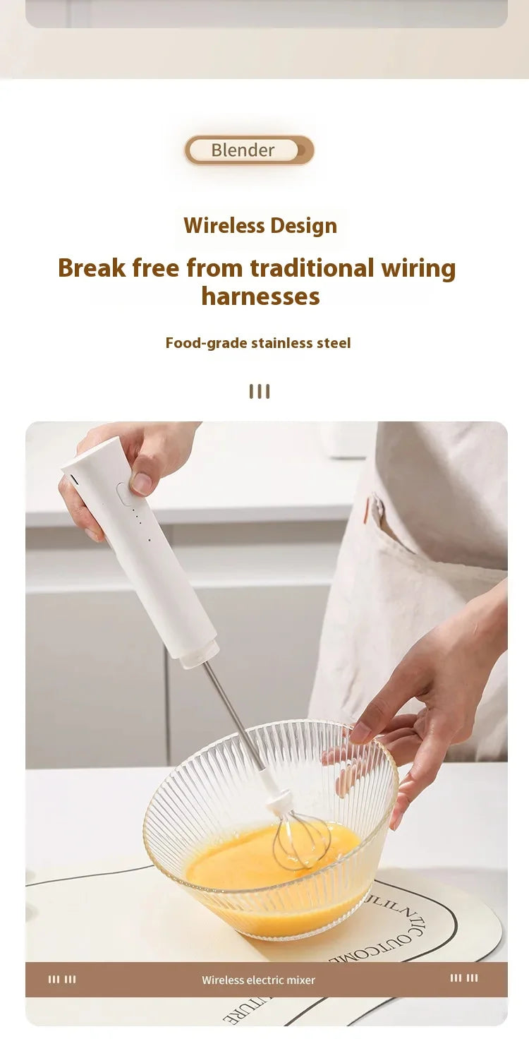 Milk Frother Machine Wireless Electric Mixer, Hands - Free 2 - in - 1 Whisk, 3 - Speed Rechargeable for Baking/Coffee Frothing