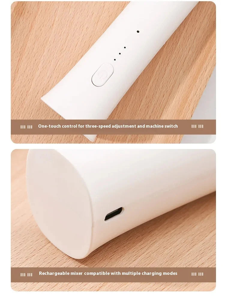 Milk Frother Machine Wireless Electric Mixer, Hands - Free 2 - in - 1 Whisk, 3 - Speed Rechargeable for Baking/Coffee Frothing