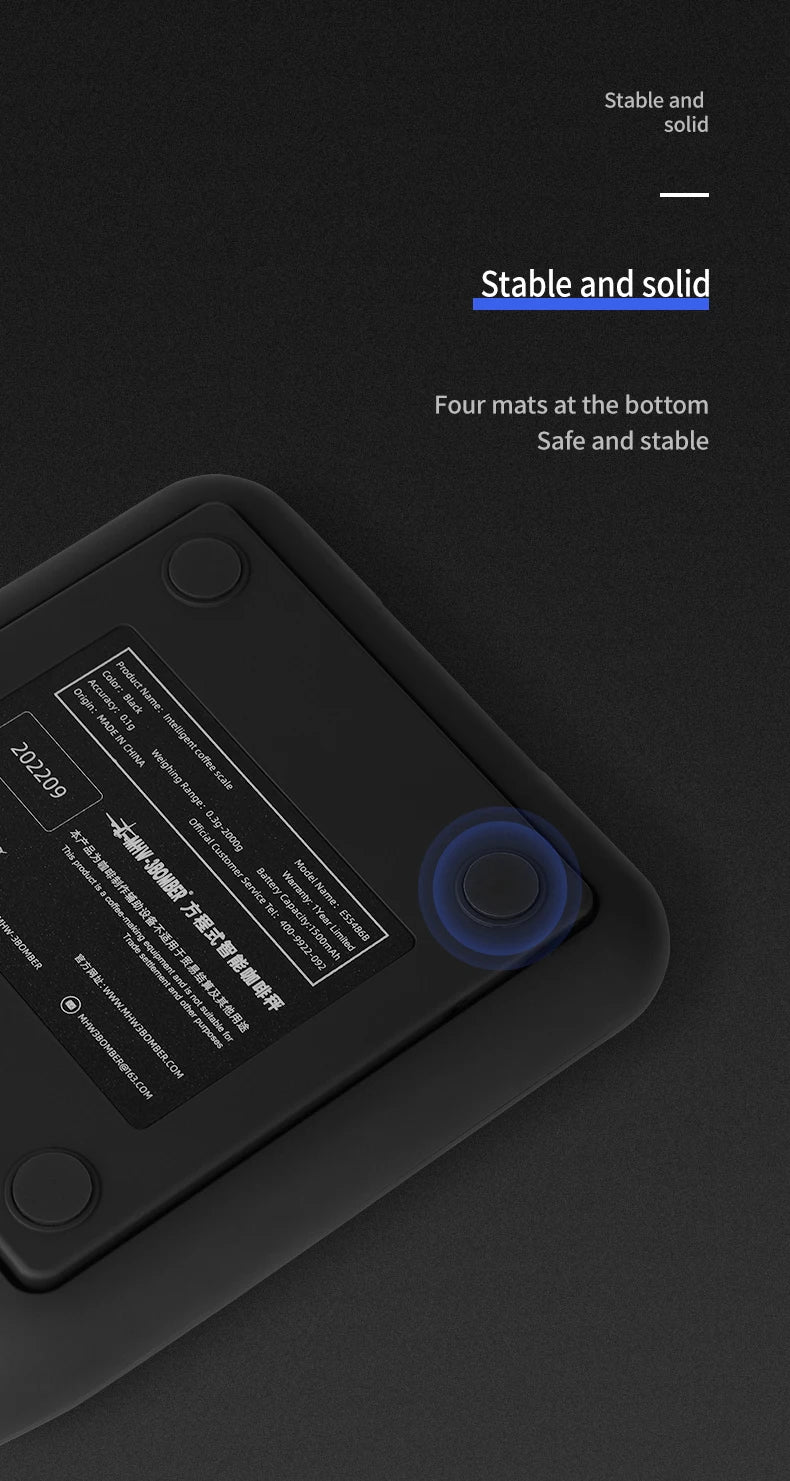 MHW-3BOMBER Smart Drip Espresso Coffee Scale with Auto Timer USB Charging Kitchen Electronic Scale Cafe Home Barista Accessories