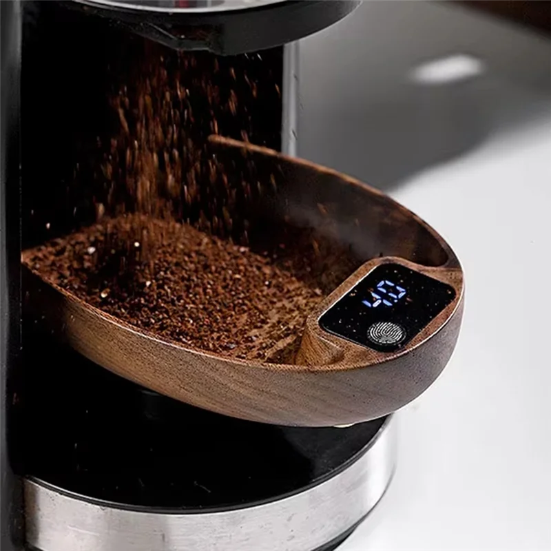 Digital coffee scale measuring ground coffee