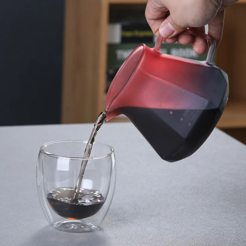 600ml High-Heat Borosilicate Glass Coffee Pour Over Set – Smart Walnut Handle Filter Cup & Sharing Pot for Home/Café/Restaurant