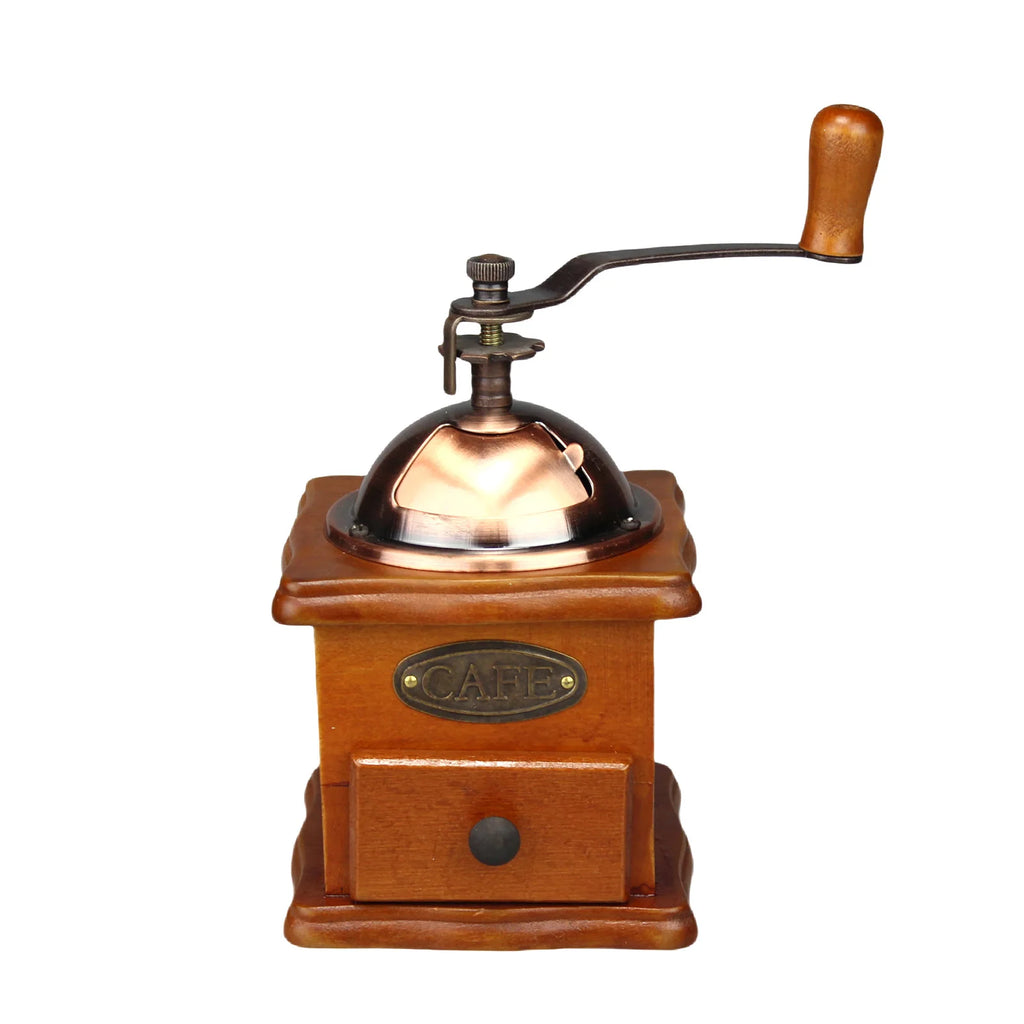 Antique Manual Coffee Grinder Hand Crank Bean Mill Classic Wooden Ceramic Burr Spice Muller Retro vintage Adjust Coffee Machine