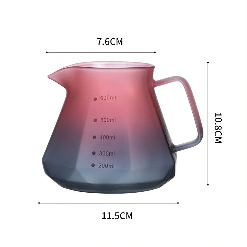 600ml High-Heat Borosilicate Glass Coffee Pour Over Set – Smart Walnut Handle Filter Cup & Sharing Pot for Home/Café/Restaurant
