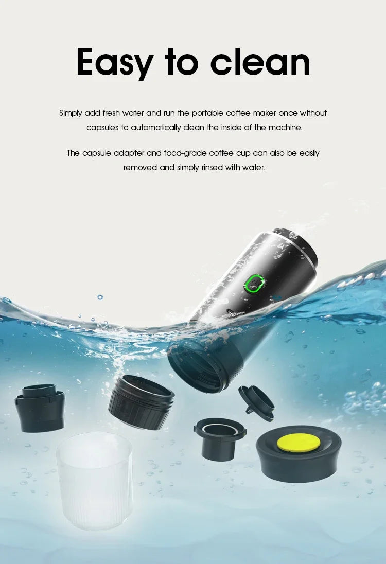 Portable Italian Espresso Machine for Car & Home 3-in-1 Capsule Powder Travel Coffee Maker Electric Portable Coffee Machine