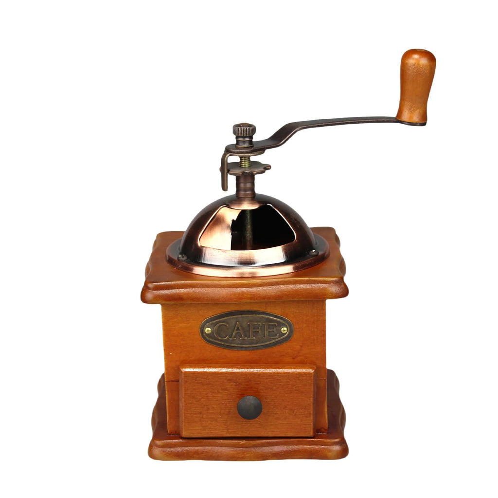 Antique Manual Coffee Grinder Hand Crank Bean Mill Classic Wooden Ceramic Burr Spice Muller Retro vintage Adjust Coffee Machine