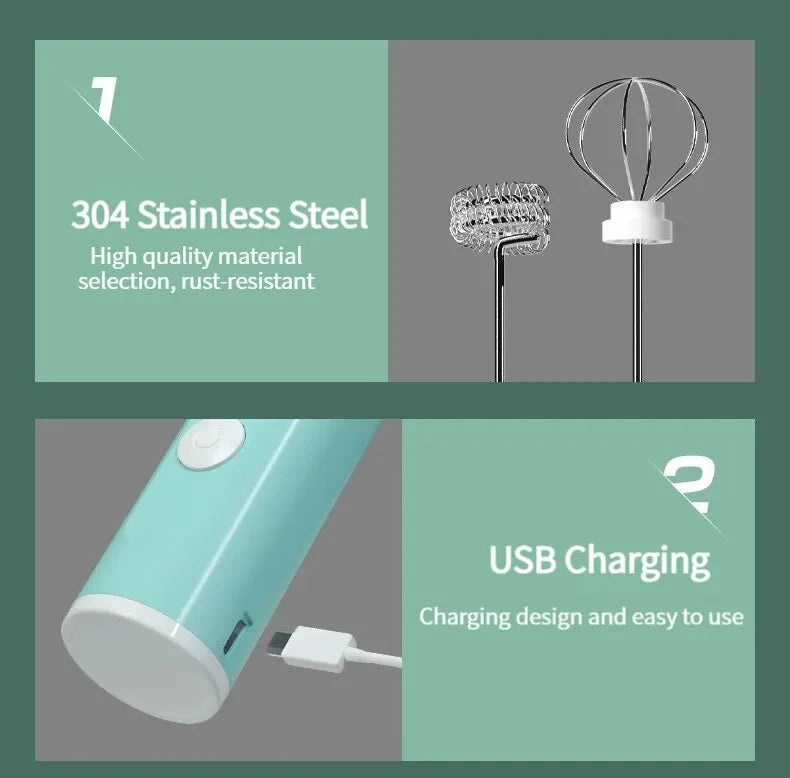 Handheld electric mixer, milk frother, coffee maker, portable blender, 3-speed cream maker, kitchen ingredient mixer