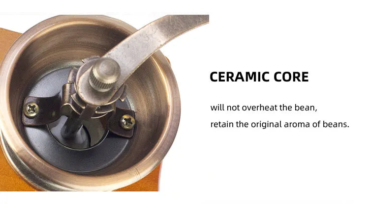 Antique Manual Coffee Grinder Hand Crank Bean Mill Classic Wooden Ceramic Burr Spice Muller Retro vintage Adjust Coffee Machine