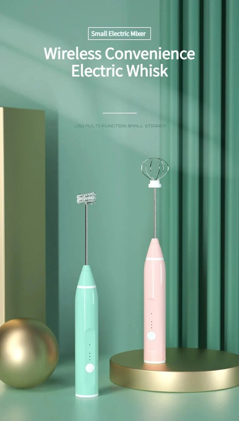 Handheld electric mixer, milk frother, coffee maker, portable blender, 3-speed cream maker, kitchen ingredient mixer