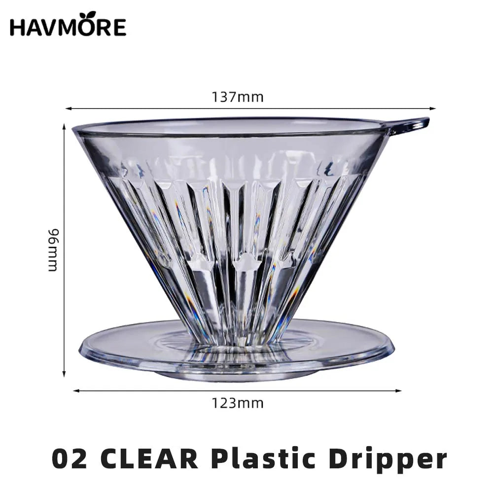 Reusable Coffee Dripper Resin Coffee Filter for Pour Over Barista Coffee Brewing Coffee Funnel Filter Cup1-2Cups/1-4Cups