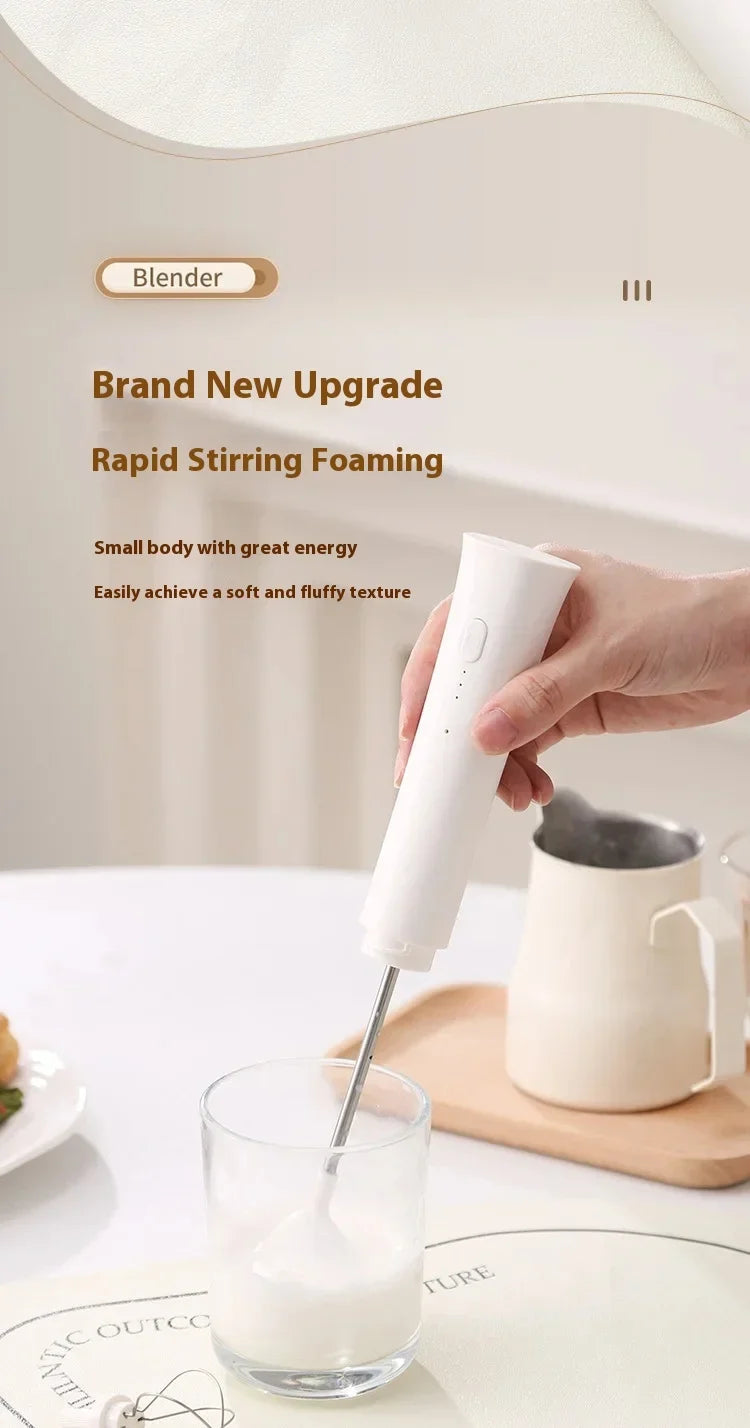 Milk Frother Machine Wireless Electric Mixer, Hands - Free 2 - in - 1 Whisk, 3 - Speed Rechargeable for Baking/Coffee Frothing