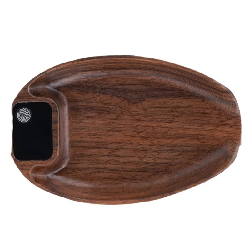 Wooden phone case with a brand logo on a white background