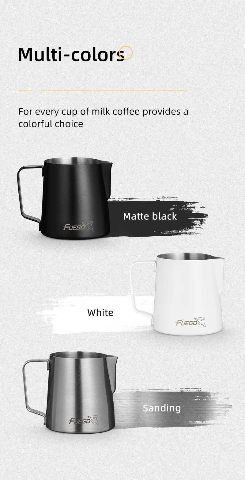 Fuego Milk Pitcher 350/600ml Coffee Latte Art Pitcher Stainless Steel Espresso Steaming Milk Frothing Jug Barista Accessories