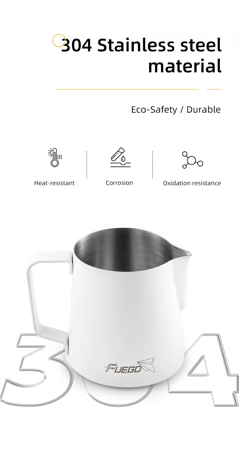 Fuego Milk Pitcher 350/600ml Coffee Latte Art Pitcher Stainless Steel Espresso Steaming Milk Frothing Jug Barista Accessories