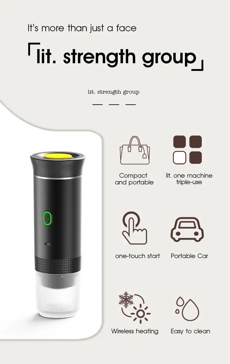 Portable Italian Espresso Machine for Car & Home 3-in-1 Capsule Powder Travel Coffee Maker Electric Portable Coffee Machine