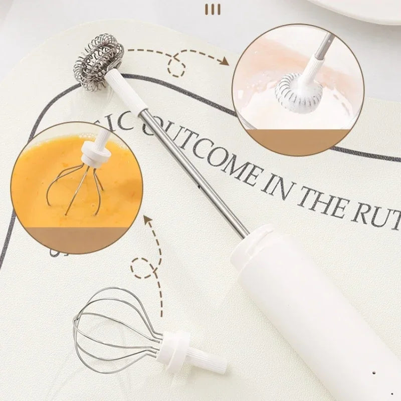 Milk Frother Machine Wireless Electric Mixer, Hands - Free 2 - in - 1 Whisk, 3 - Speed Rechargeable for Baking/Coffee Frothing