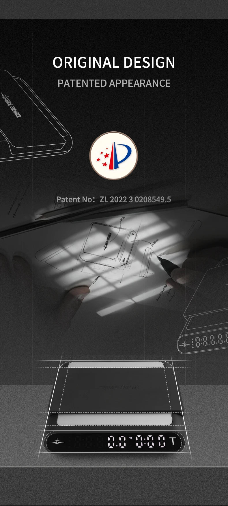 MHW-3BOMBER Smart Drip Espresso Coffee Scale with Auto Timer USB Charging Kitchen Electronic Scale Cafe Home Barista Accessories