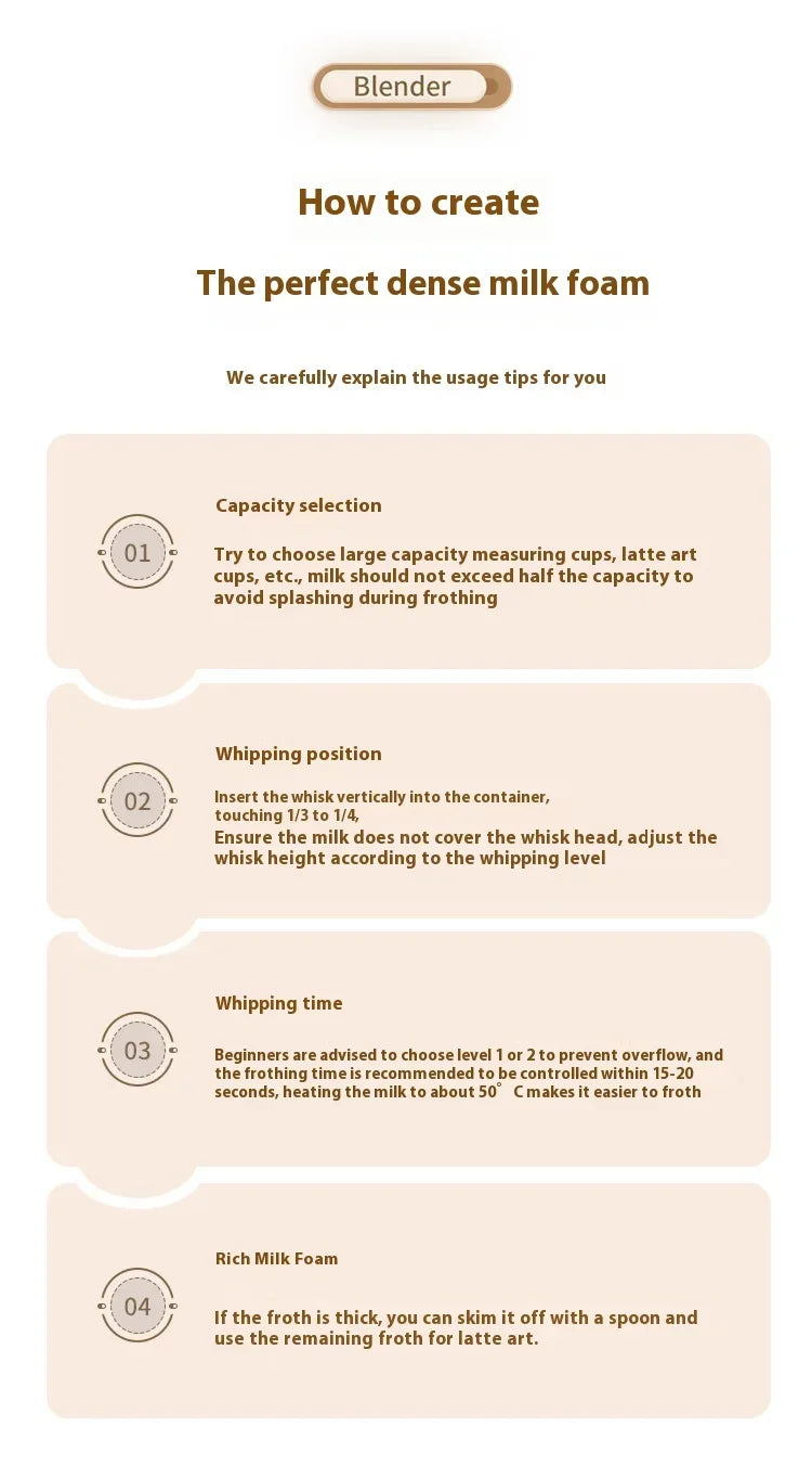 Milk Frother Machine Wireless Electric Mixer, Hands - Free 2 - in - 1 Whisk, 3 - Speed Rechargeable for Baking/Coffee Frothing