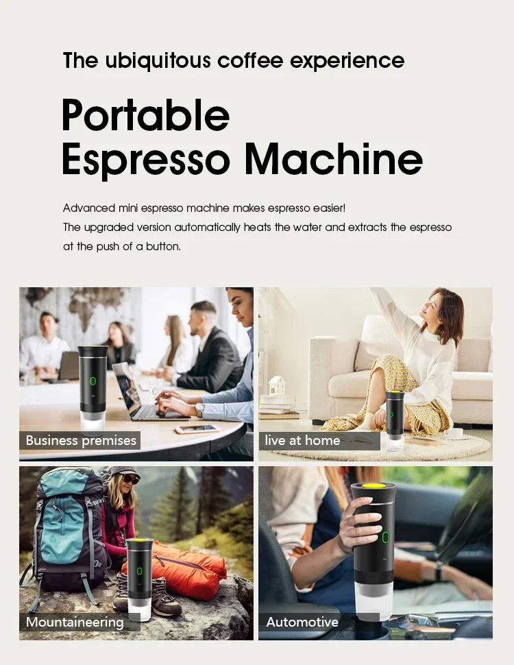 Portable Italian Espresso Machine for Car & Home 3-in-1 Capsule Powder Travel Coffee Maker Electric Portable Coffee Machine