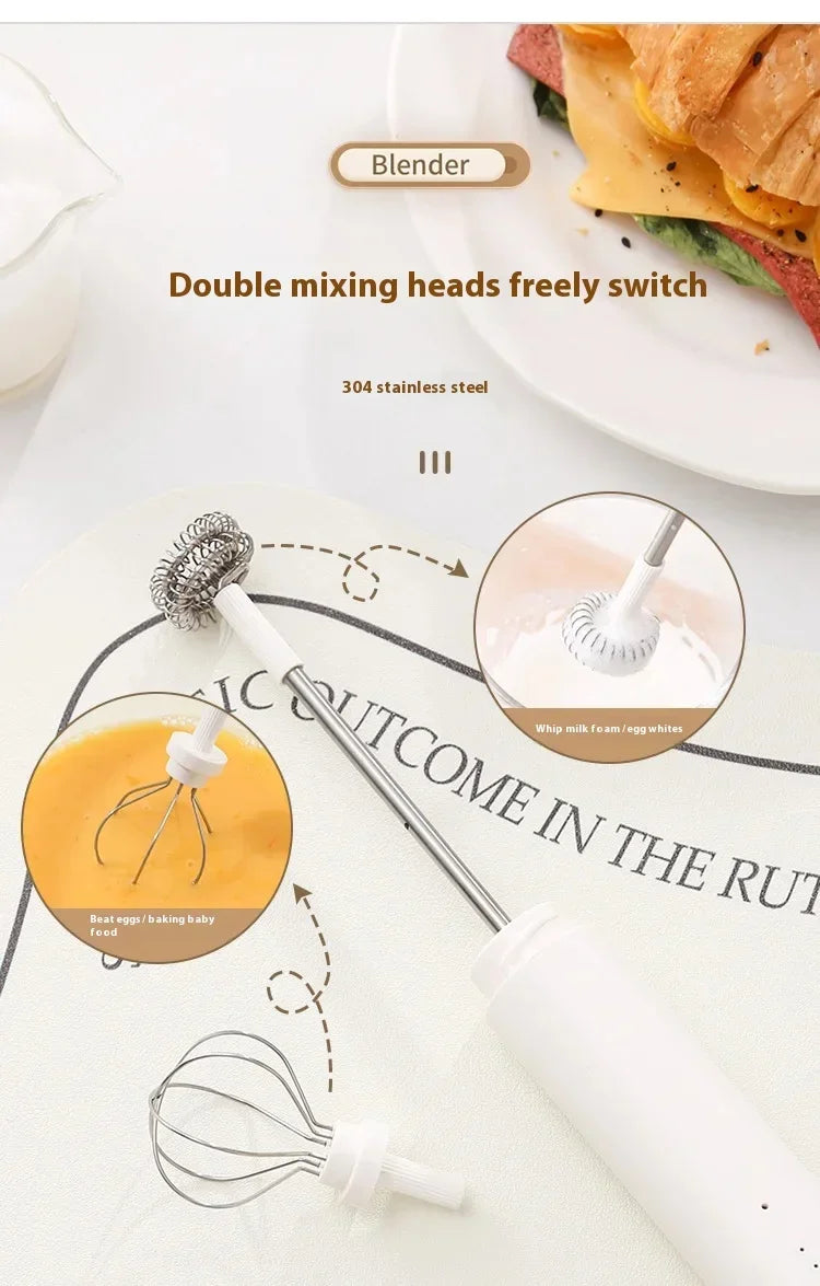 Milk Frother Machine Wireless Electric Mixer, Hands - Free 2 - in - 1 Whisk, 3 - Speed Rechargeable for Baking/Coffee Frothing