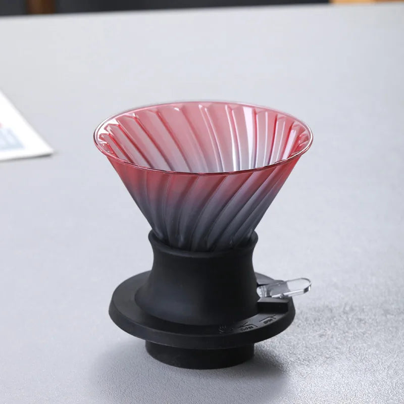 600ml High-Heat Borosilicate Glass Coffee Pour Over Set – Smart Walnut Handle Filter Cup & Sharing Pot for Home/Café/Restaurant