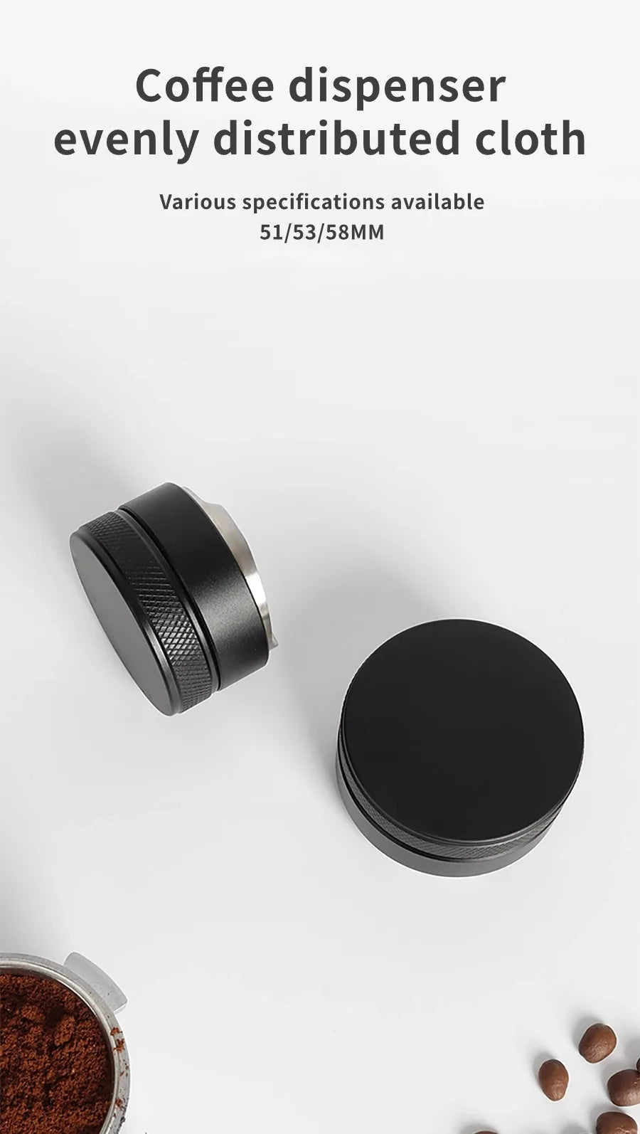 Coffee Distributor Espresso Distribution Tool/Leveler 3 Angled Slopes Adjustable Palm Tamper Fits 51/53/58mm Portafilter