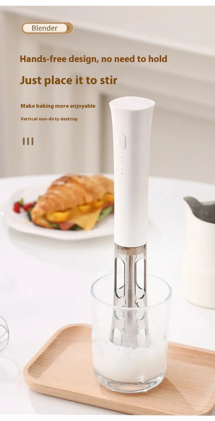 Milk Frother Machine Wireless Electric Mixer, Hands - Free 2 - in - 1 Whisk, 3 - Speed Rechargeable for Baking/Coffee Frothing