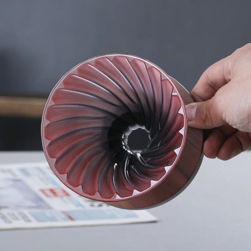 600ml High-Heat Borosilicate Glass Coffee Pour Over Set – Smart Walnut Handle Filter Cup & Sharing Pot for Home/Café/Restaurant