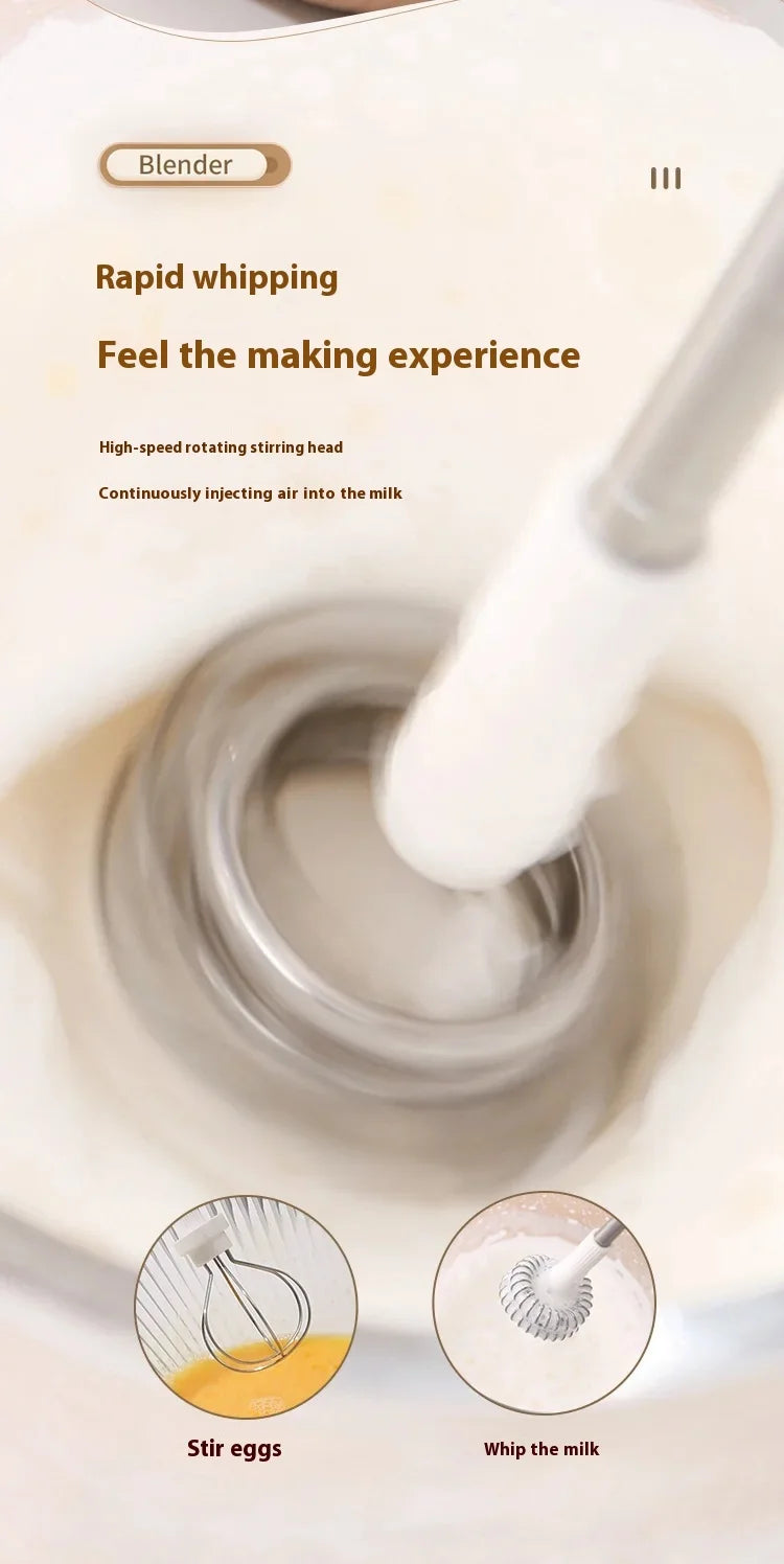 Milk Frother Machine Wireless Electric Mixer, Hands - Free 2 - in - 1 Whisk, 3 - Speed Rechargeable for Baking/Coffee Frothing