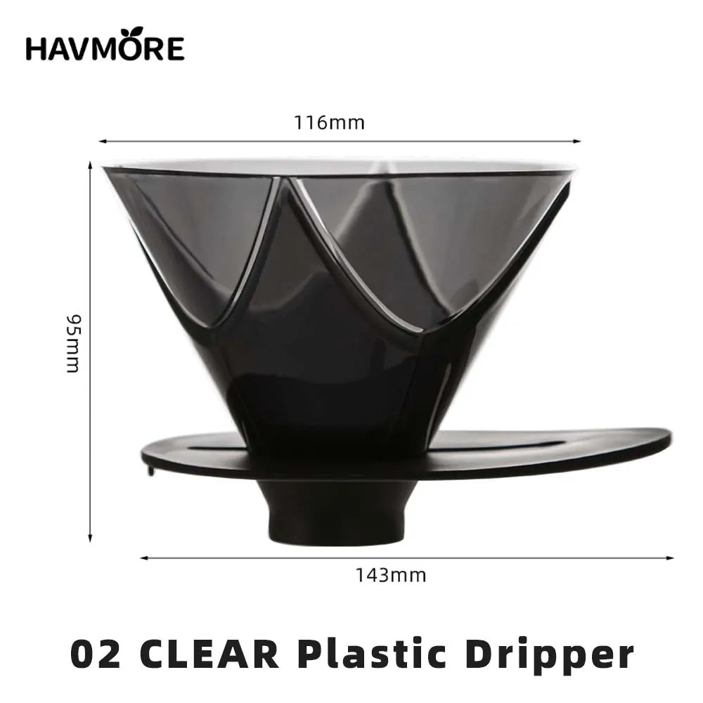 Reusable Coffee Dripper Resin Coffee Filter for Pour Over Barista Coffee Brewing Coffee Funnel Filter Cup1-2Cups/1-4Cups