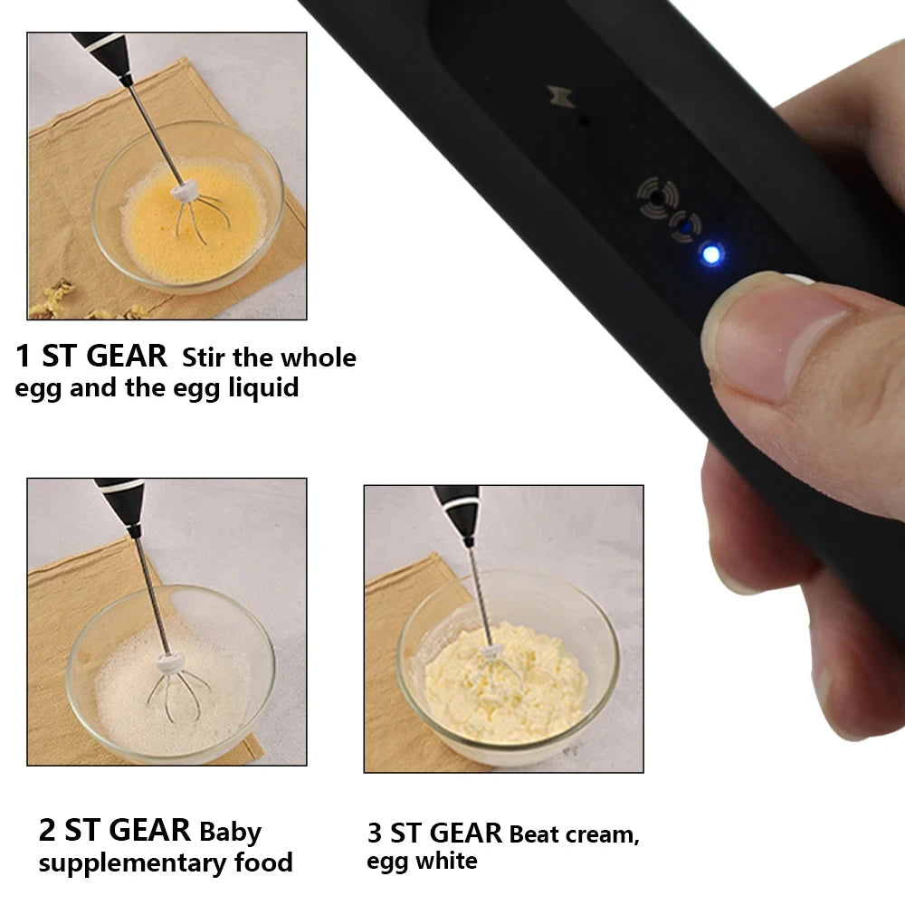 Handheld electric mixer, milk frother, coffee maker, portable blender, 3-speed cream maker, kitchen ingredient mixer