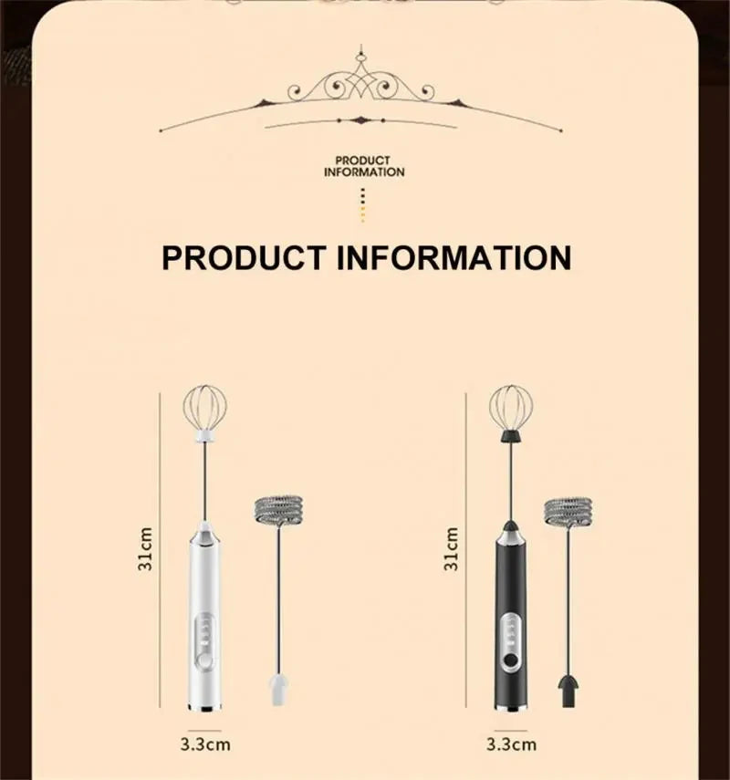 Handheld Double Stick Wireless Whisk Custard Foamer Mini Portable Blender Coffee Milk Three Speed Control Egg White Whipped USB