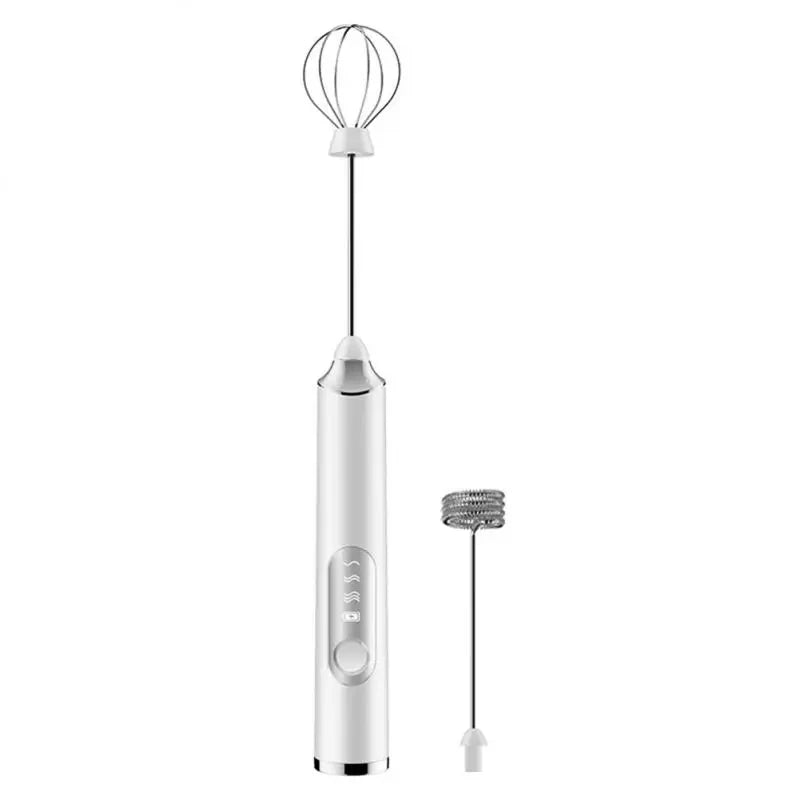 Handheld Double Stick Wireless Whisk Custard Foamer Mini Portable Blender Coffee Milk Three Speed Control Egg White Whipped USB